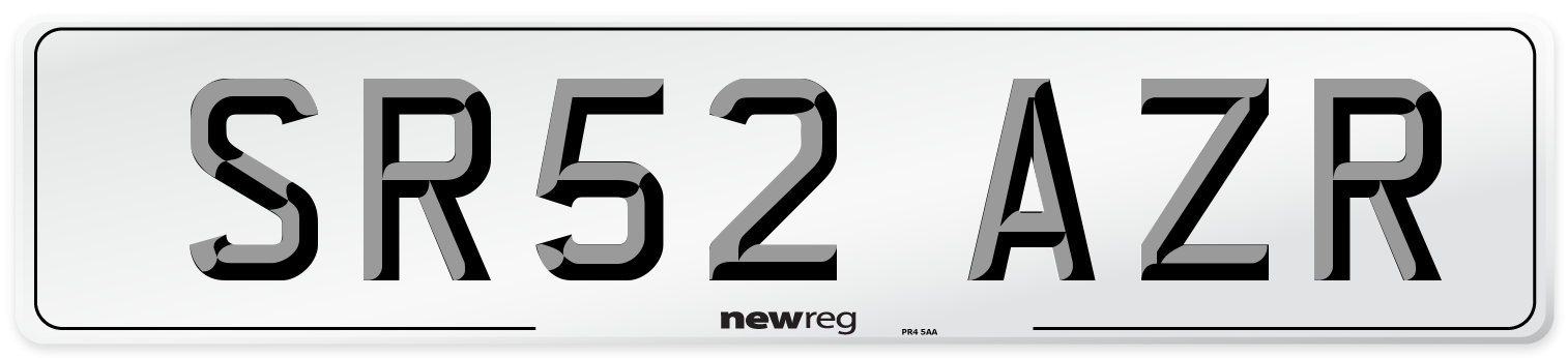 SR52 AZR Number Plate from New Reg